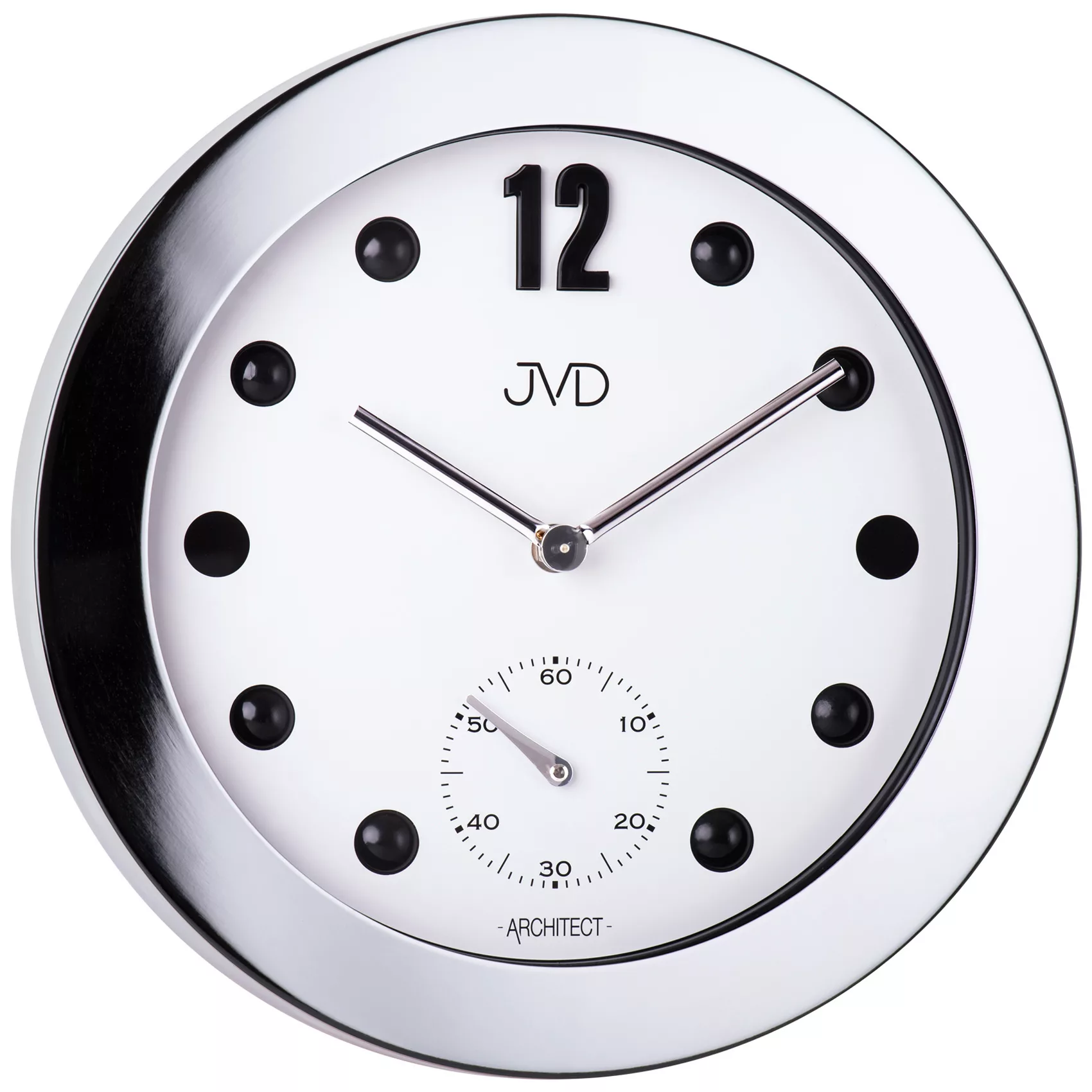 Jvd Hc07.1 Wanduhr Quarz Analog Silbern Rund Mit Glas Punktskala günstig online kaufen