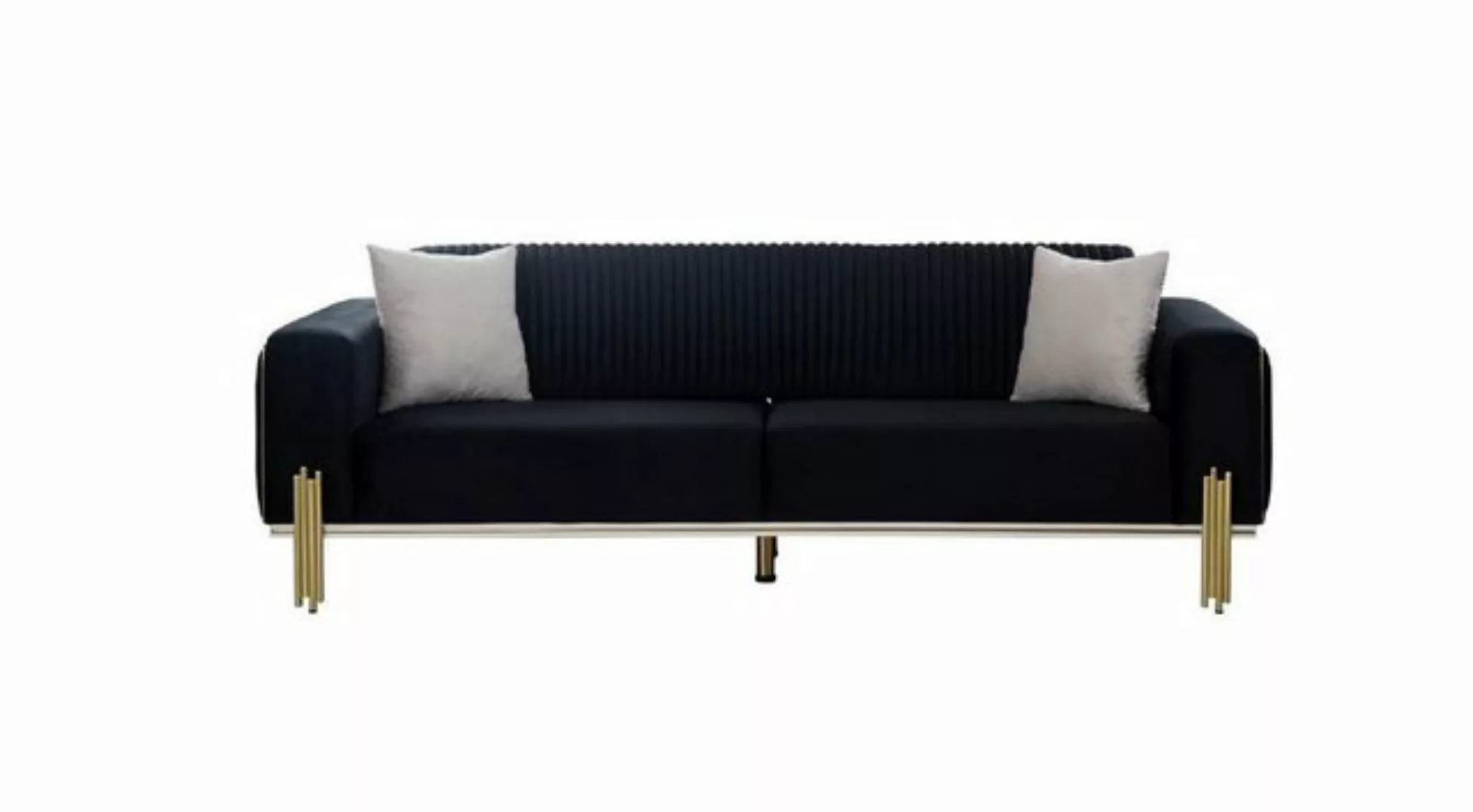 Xlmoebel Sofa Neue moderne Couch mit Gold-Metall-Dreisitzer, Samt-Bezug und günstig online kaufen