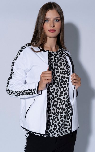 Passioni Sommerjacke Sportliche Jacke in Weiß mit Leopardenmuster - Streife günstig online kaufen