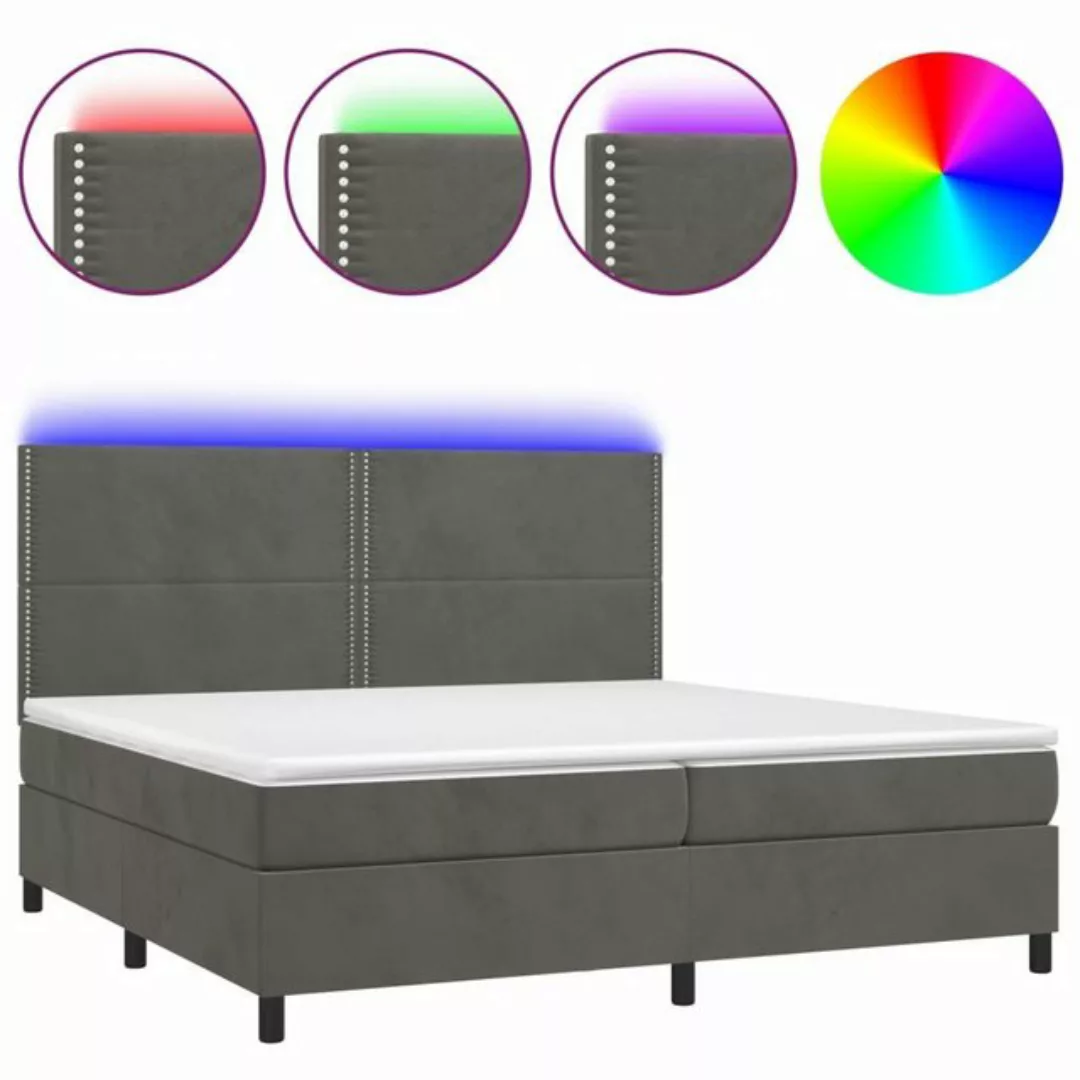 vidaXL Bettgestell Boxspringbett mit Matratze LED Dunkelgrau 200x200 cm Sam günstig online kaufen