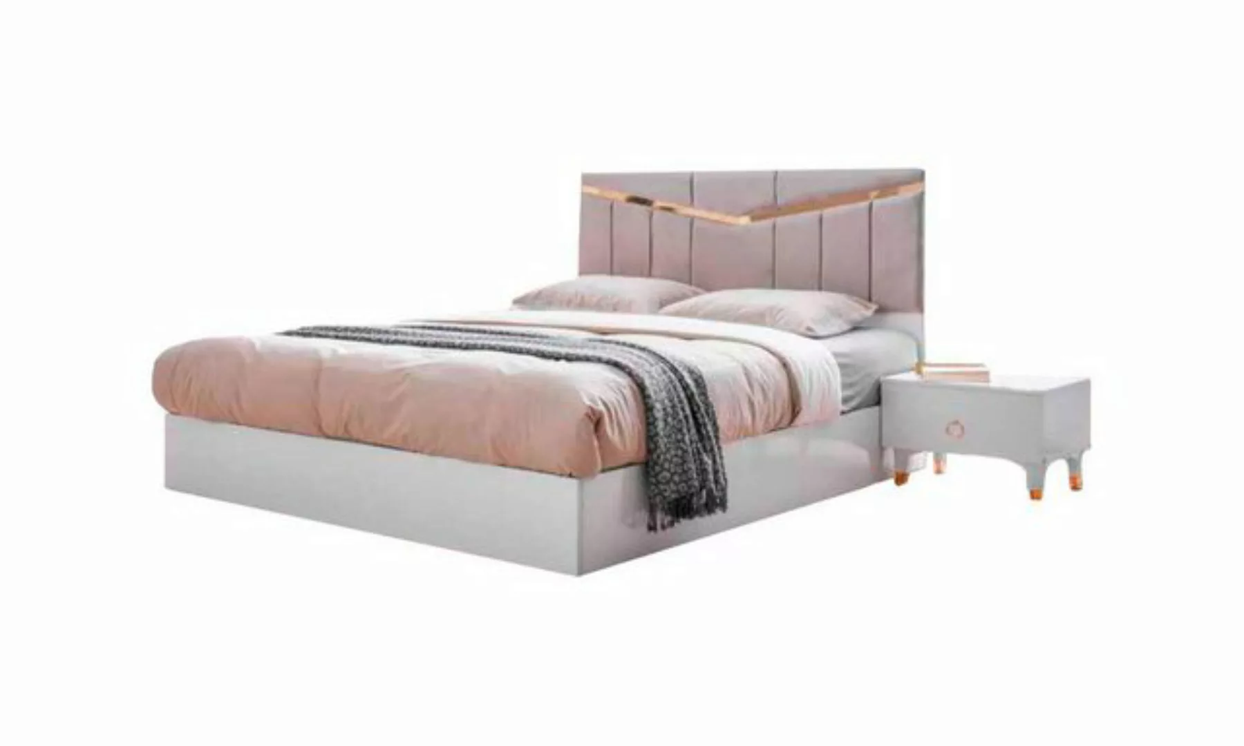 JVmoebel Bett Modern Bett Doppelbett Schlafzimmer Rosa Weiß Zweifarbig Desi günstig online kaufen