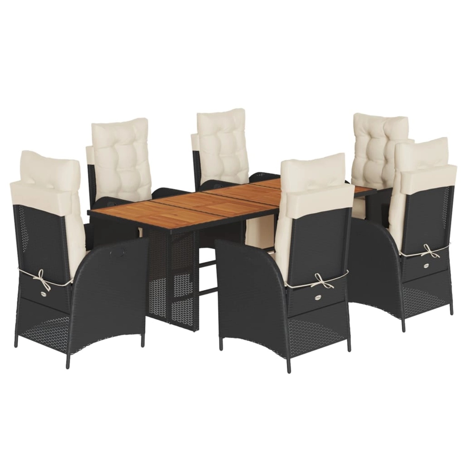 vidaXL 7-Tlg Garten-Essgruppe mit Kissen Schwarz Poly Rattan 3213366 günstig online kaufen