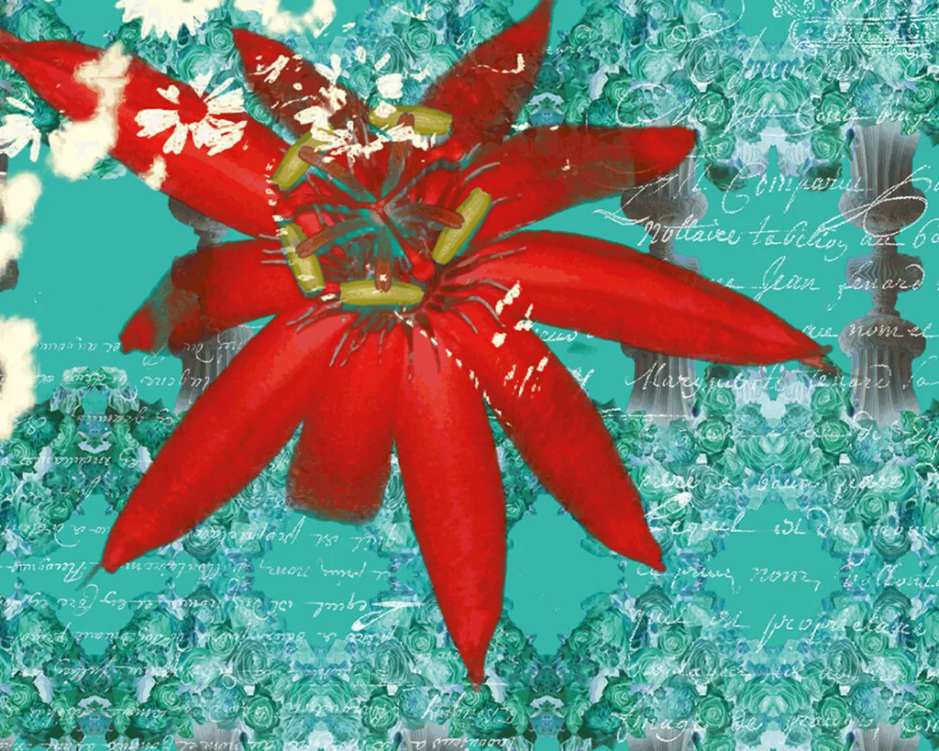 Fototapete "Rote Blume" 4,00x2,50 m / Strukturvlies Klassik günstig online kaufen