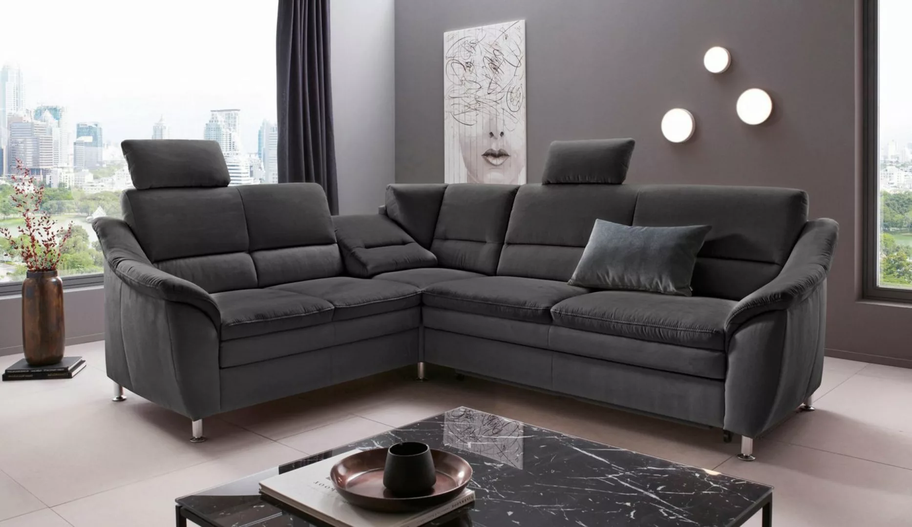 Places of Style Ecksofa Cardoso L-Form, Federkern, wahlweise mit Bett, Schu günstig online kaufen