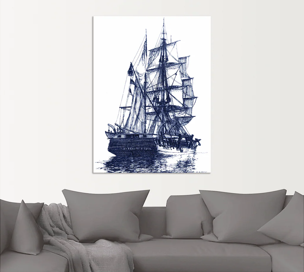 Artland Wandbild »Antikes Schiff in blau I«, Boote & Schiffe, (1 St.), als günstig online kaufen