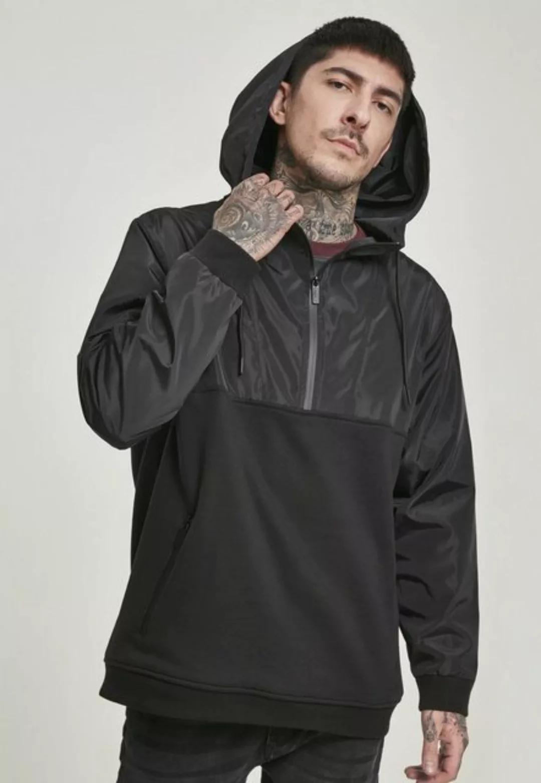 URBAN CLASSICS Sweatjacke "Urban Classics Herren Military Half Zip Hoody" günstig online kaufen