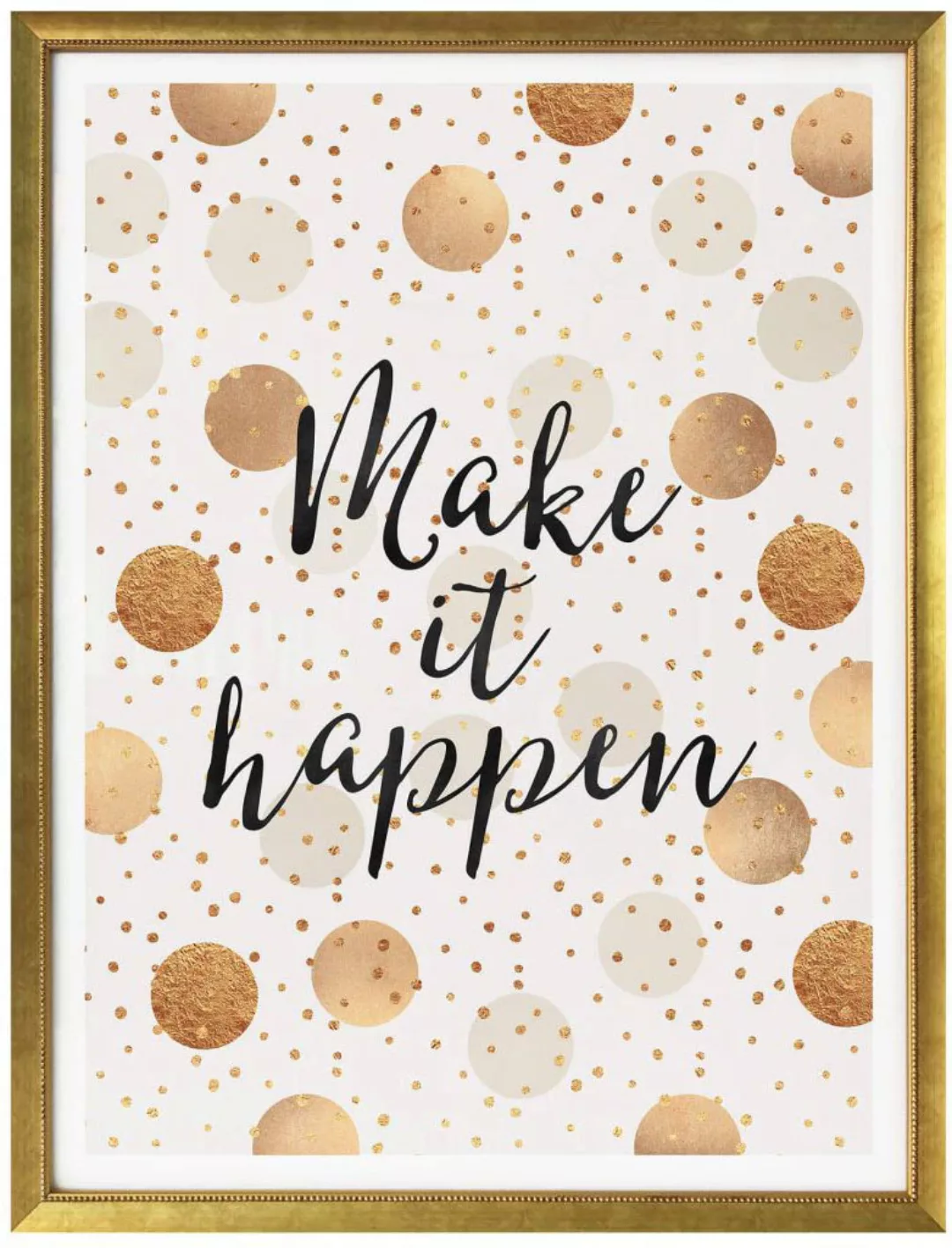 Wall-Art Poster "Make it Happen Dots", Schriftzug, (1 St.) günstig online kaufen