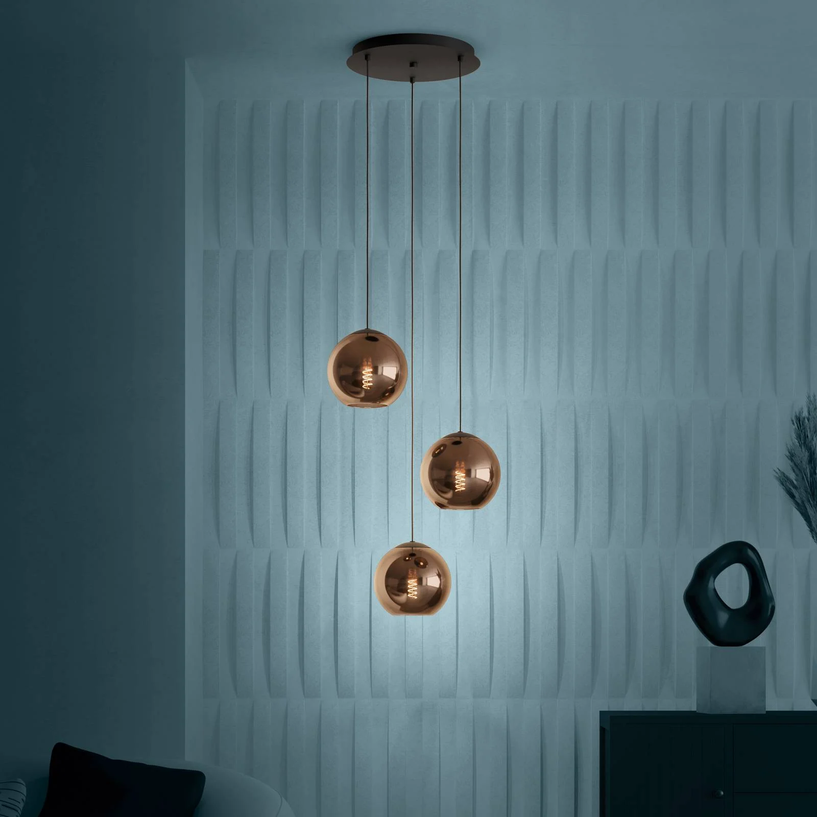 EGLO Stars Of Light Hängelampe Cordoba, 3-fl. rund, kupfer günstig online kaufen