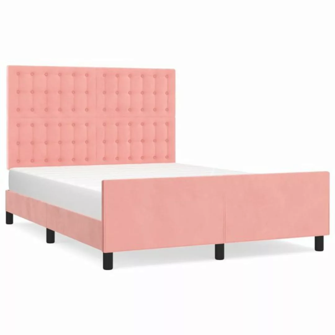 vidaXL Bettgestell Bettrahmen mit Kopfteil Rosa 140x200 cm Samt Bett Bettge günstig online kaufen