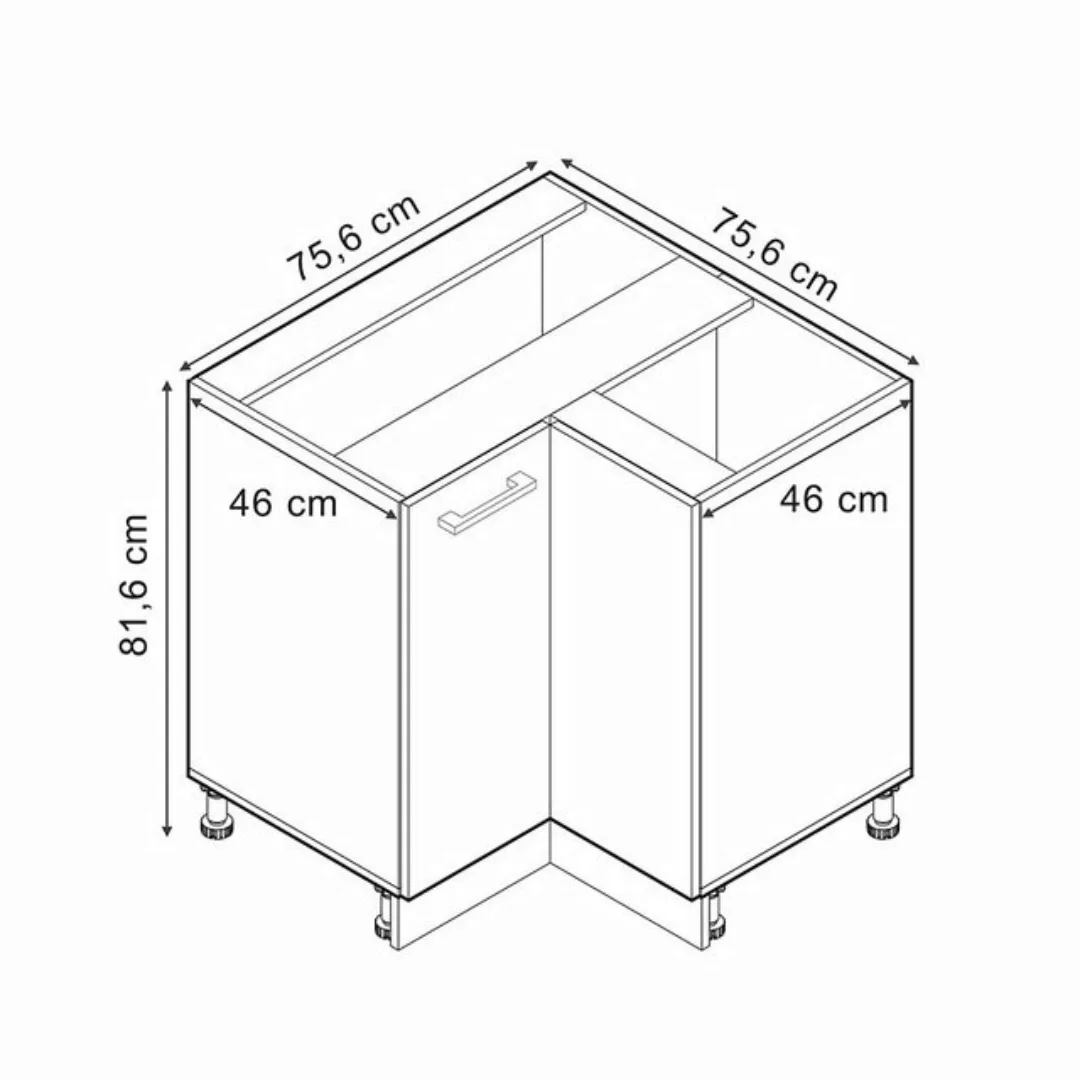 Vicco Eckunterschrank R-Line, Anthrazit Hochglanz/Goldkraft Eiche, 75.6 cm günstig online kaufen