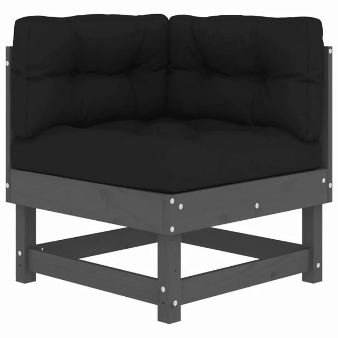 vidaXL Sofaelement Ecksofa mit Kissen Grau Massivholz Kiefer (1 St) günstig online kaufen