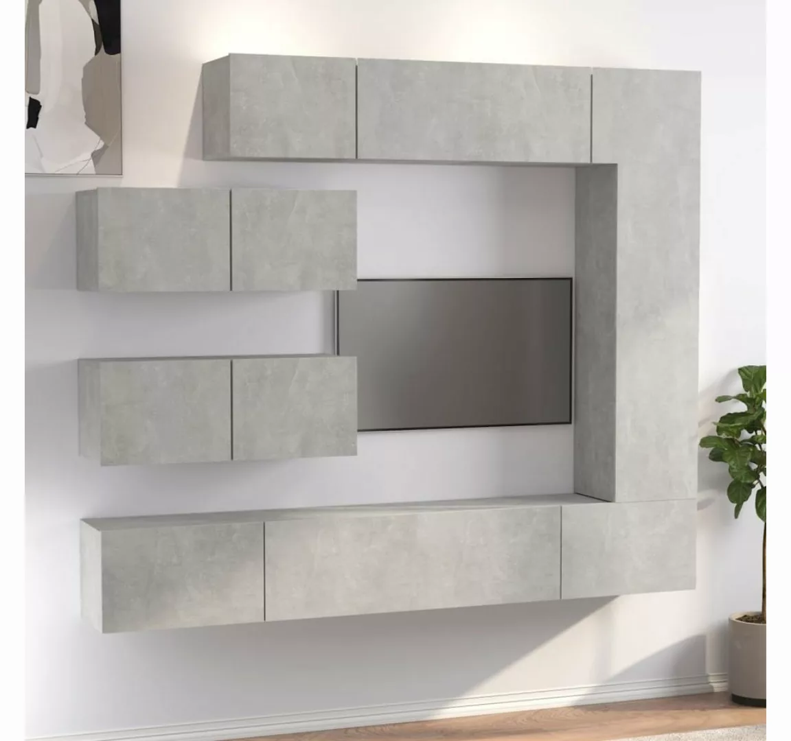 vidaXL TV-Schrank 7-tlg. TV-Schrank-Set Betongrau Holzwerkstoff (7-St) günstig online kaufen