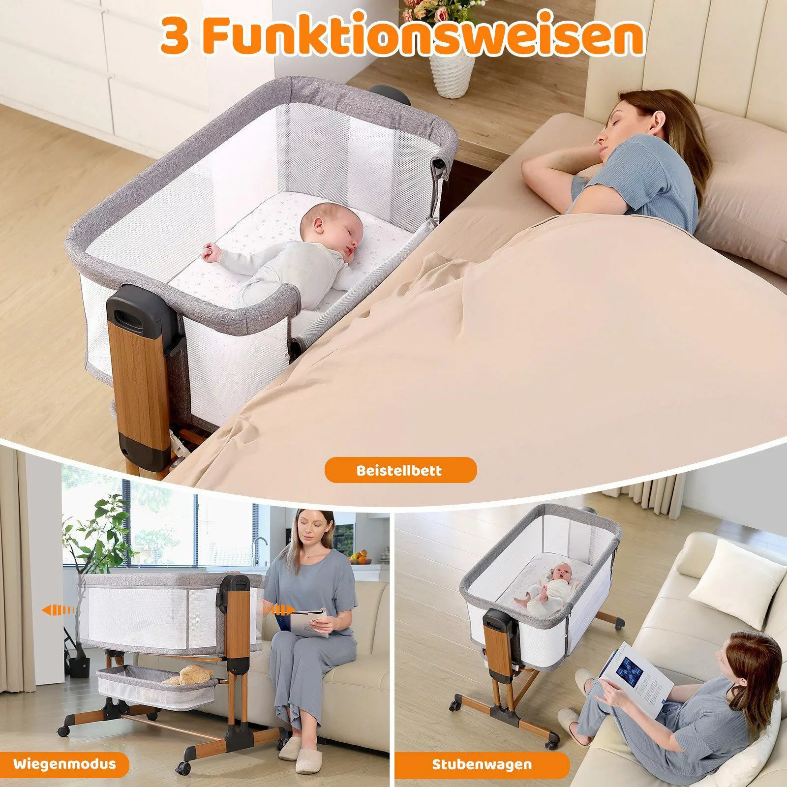 Ezebaby Beistellbett 3 in 1 Babybett günstig online kaufen