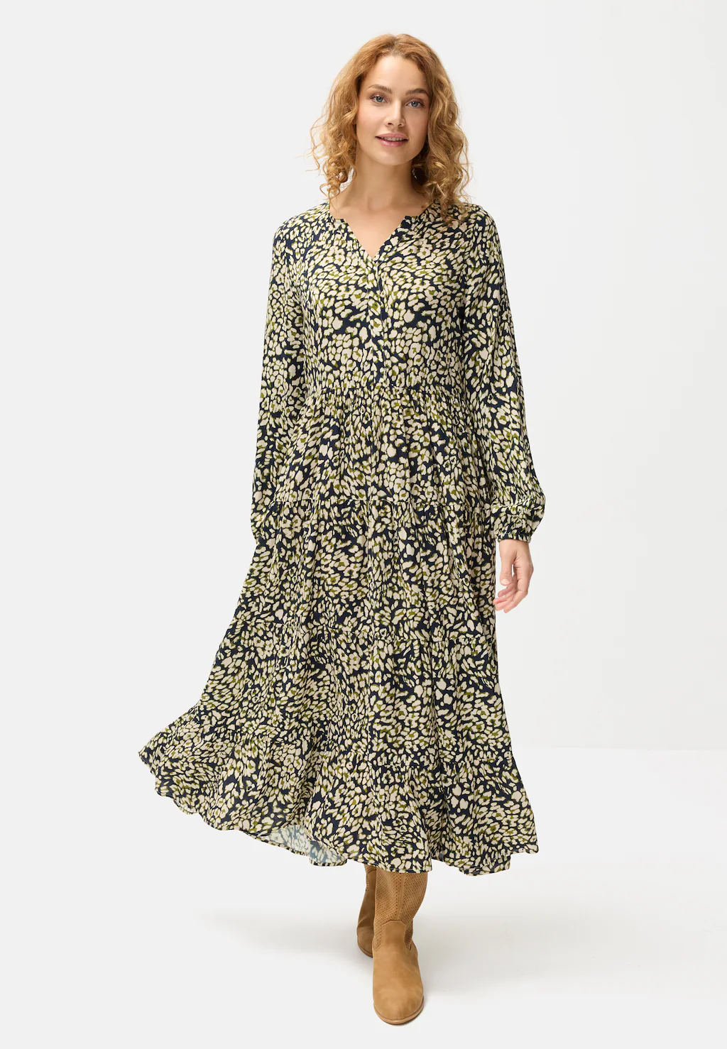 LASCANA Maxikleid, mit Leoprint und Volants, Volantkleid günstig online kaufen