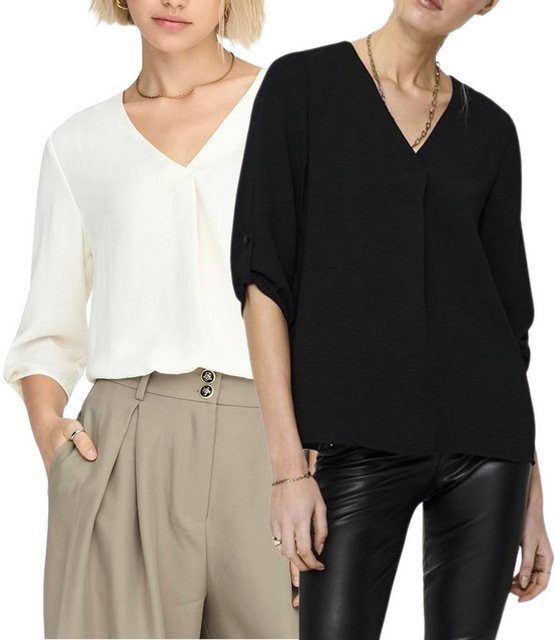 JDY Blusenshirt (2er-Pack) Basic Bluse Top im Doppelpack günstig online kaufen