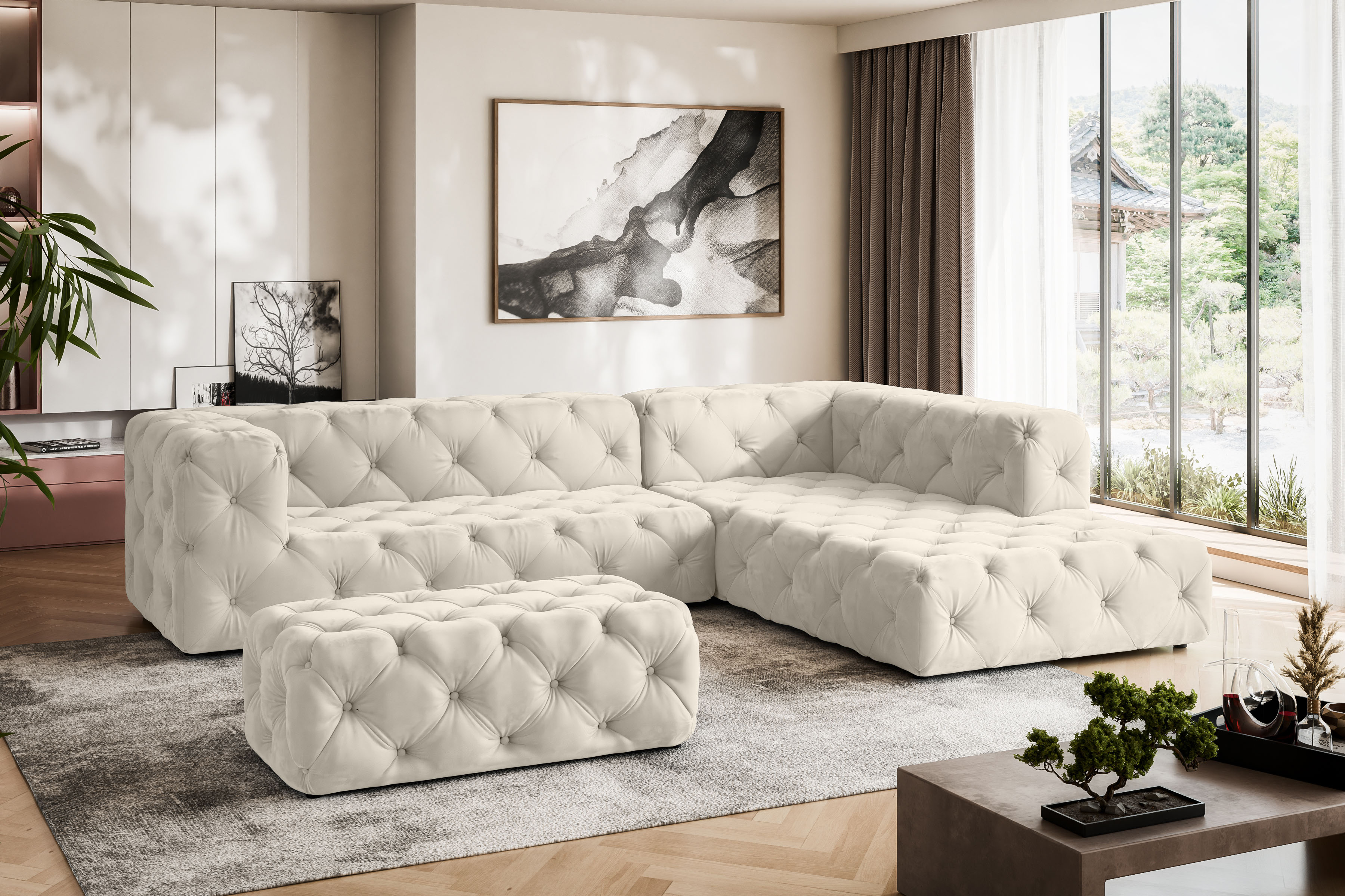 Places of Style Ecksofa "FOLLINA", L-Form, mit klassischer Chesterfield-Kno günstig online kaufen