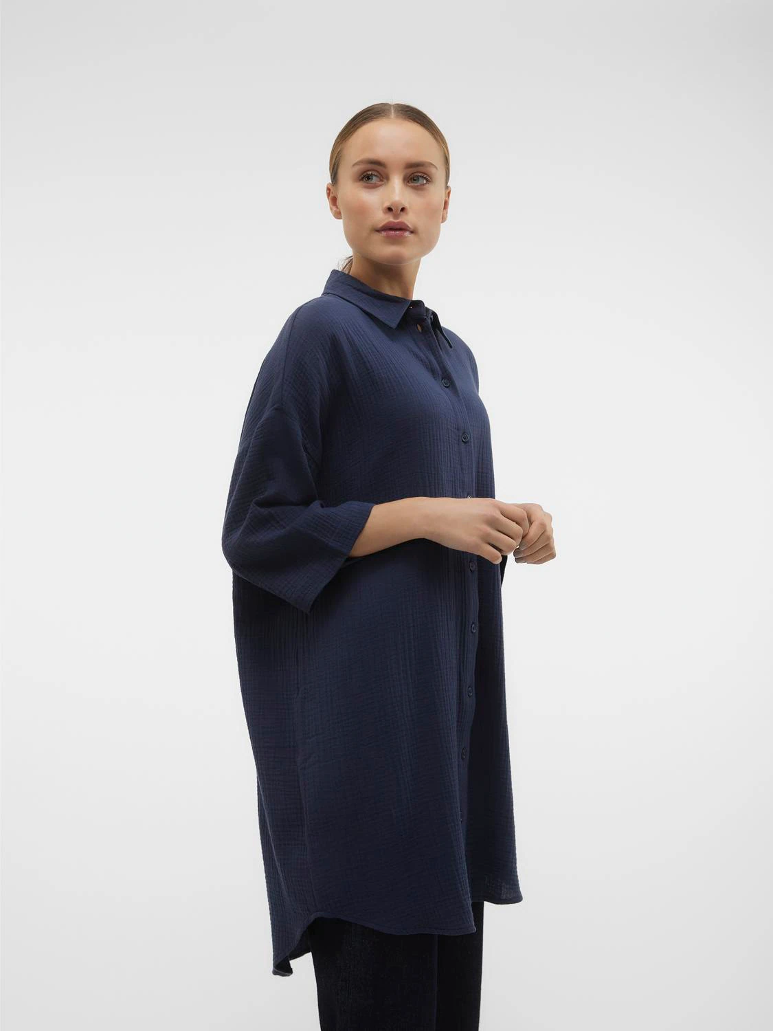 Vero Moda Hemdblusenkleid "VMNATALI 3/4 LONG OVERSHIRT NOOS", mit 3/4 Ärmel günstig online kaufen