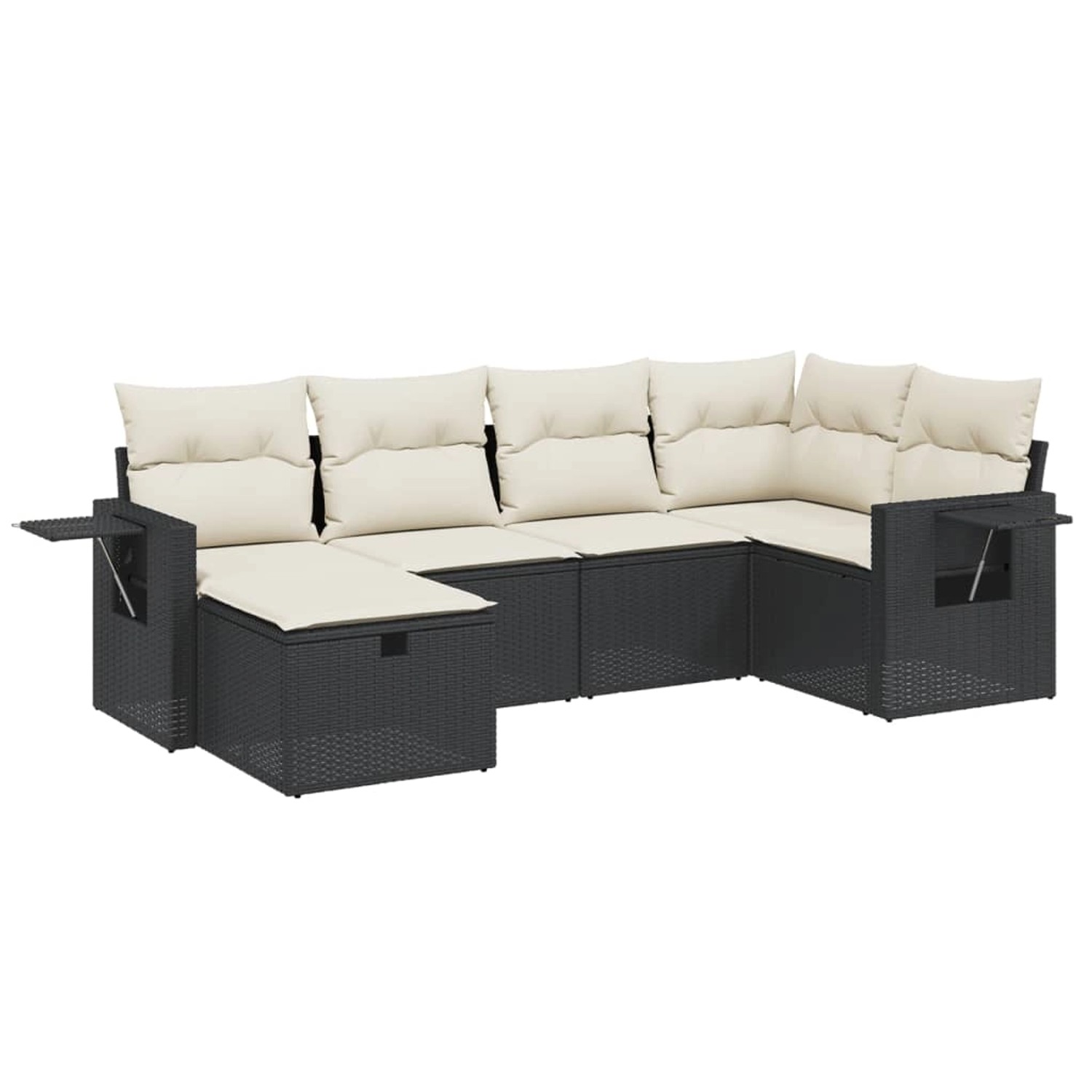 vidaXL 6-tlg Garten-Sofagarnitur mit Kissen Schwarz Poly Rattan Modell 161 günstig online kaufen