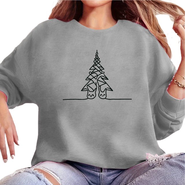 MC Star Weihnachtssweatshirt Weihnachtshemden für Damen, langärmelig, Rundh günstig online kaufen