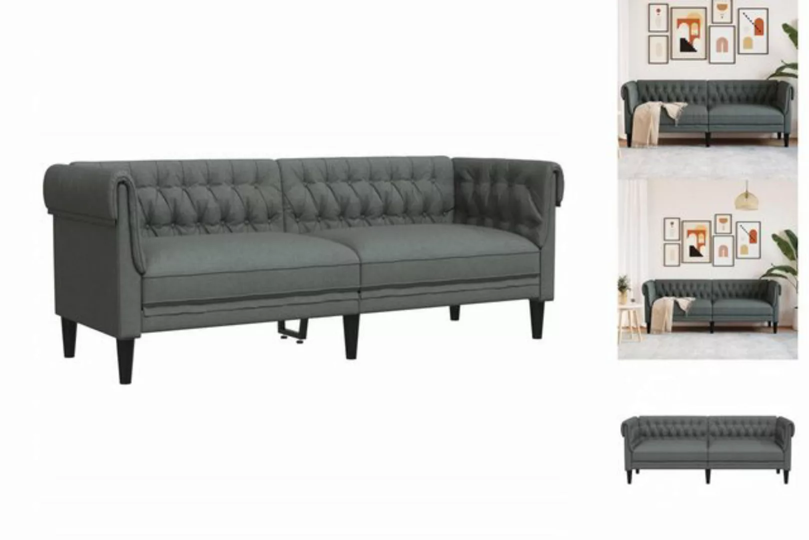 vidaXL Sofa Chesterfield-Sofa 3-Sitzer Dunkelgrau Stoff günstig online kaufen