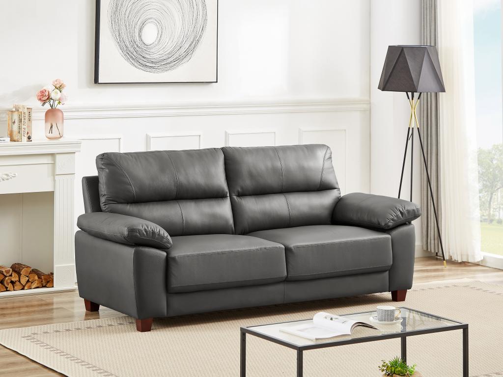 Sofa 3-Sitzer - Leder - Anthrazit - TASANI günstig online kaufen