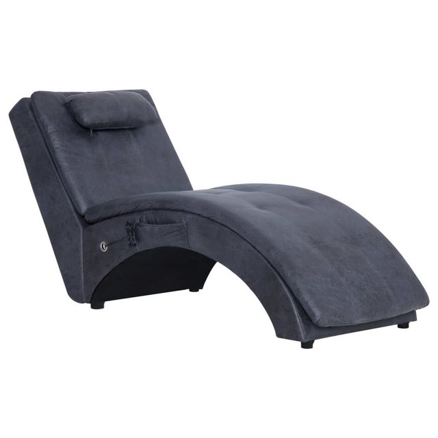 vidaXL Massage Chaiselongue mit Kissen Grau Wildleder-Optik günstig online kaufen