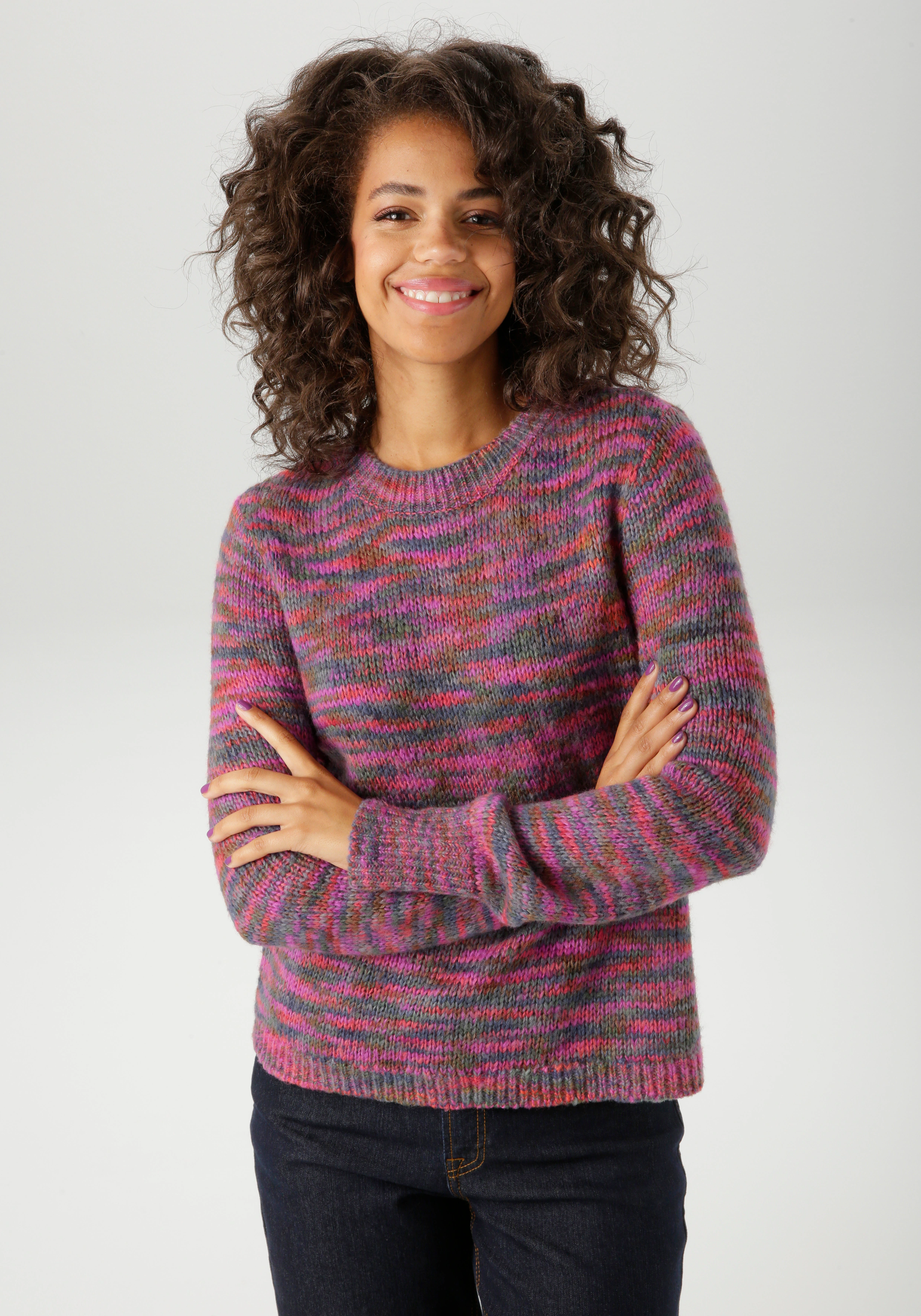 Aniston CASUAL Strickpullover, aus trendigem Multicolor-Garn -jedes Teil ei günstig online kaufen