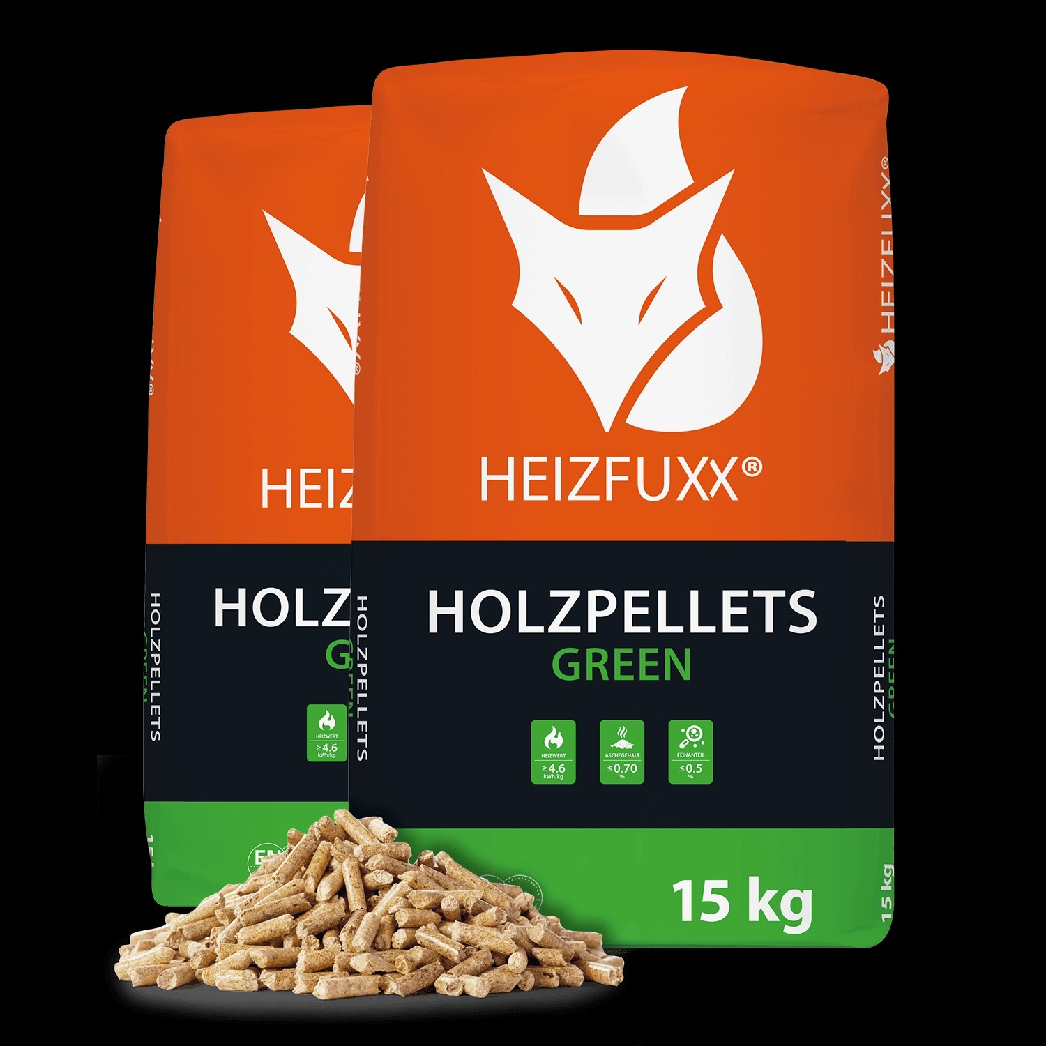 Heizfuxx Holzpellets Green 15kg x 2 Sack 30kg günstig online kaufen