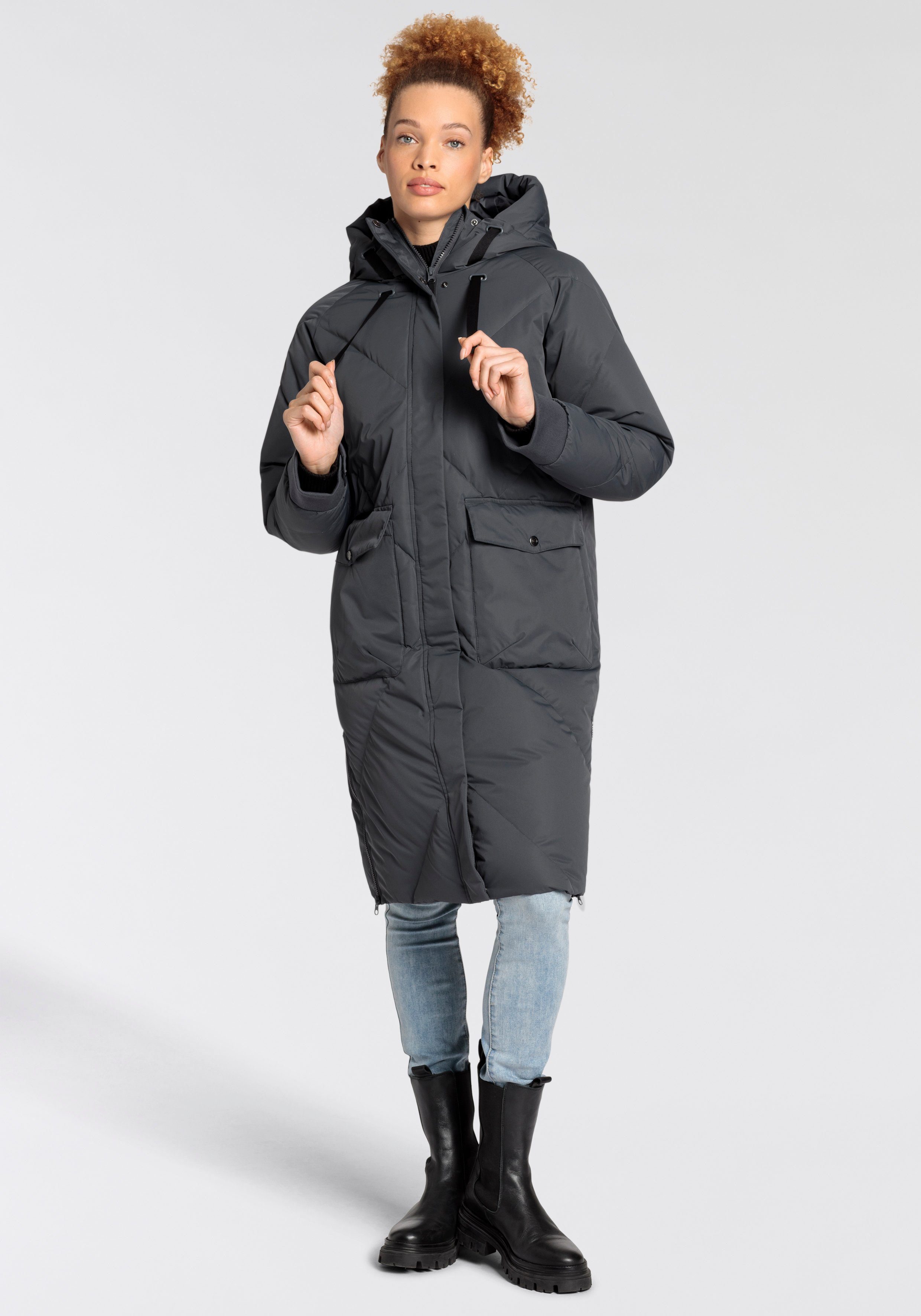 Polarino Daunenmantel im Oversize-Fit, wasserabweisend, atmungsaktiv günstig online kaufen