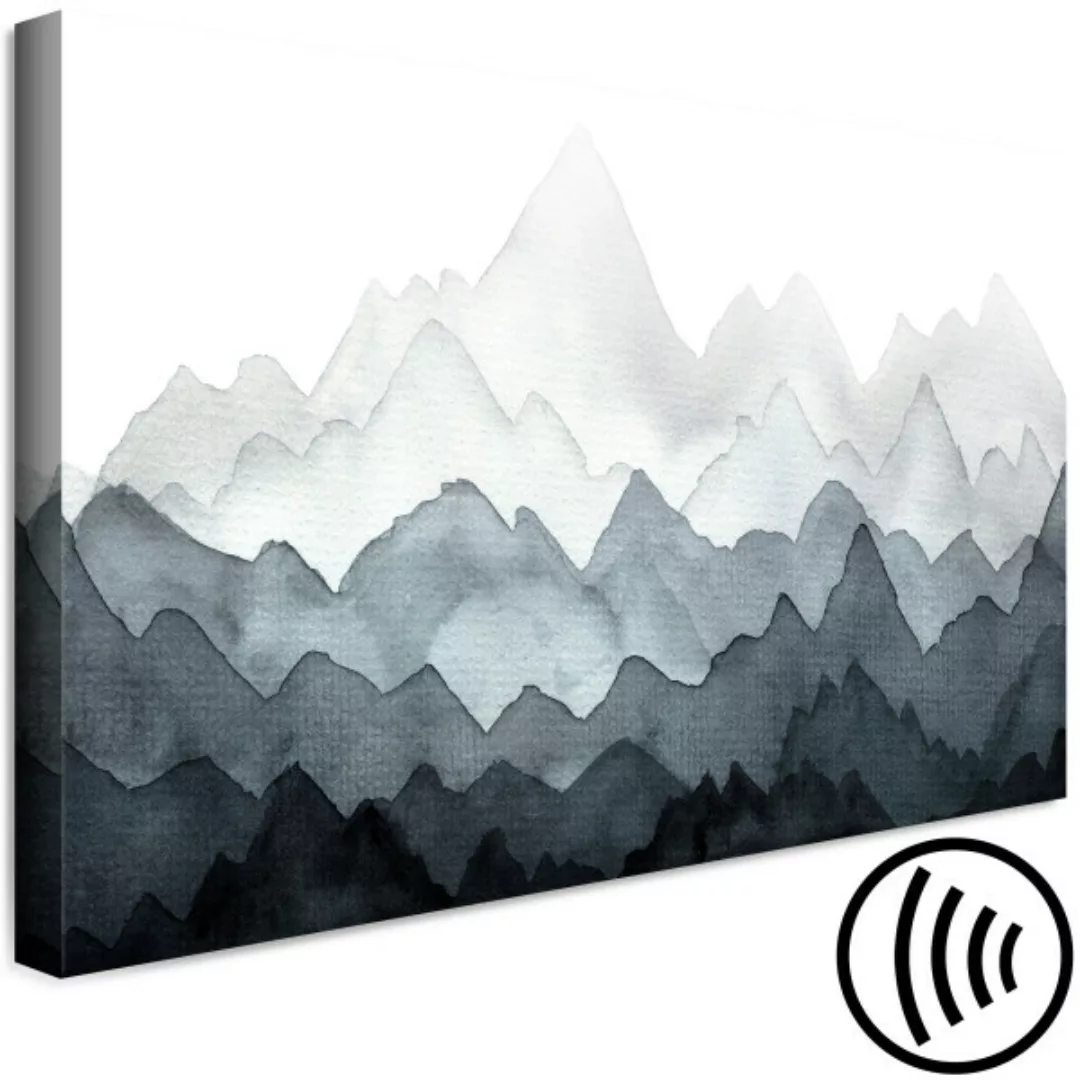 Bild auf Leinwand Berg-Hintergrund - Abstraktion mit Bergketten in Grau und günstig online kaufen