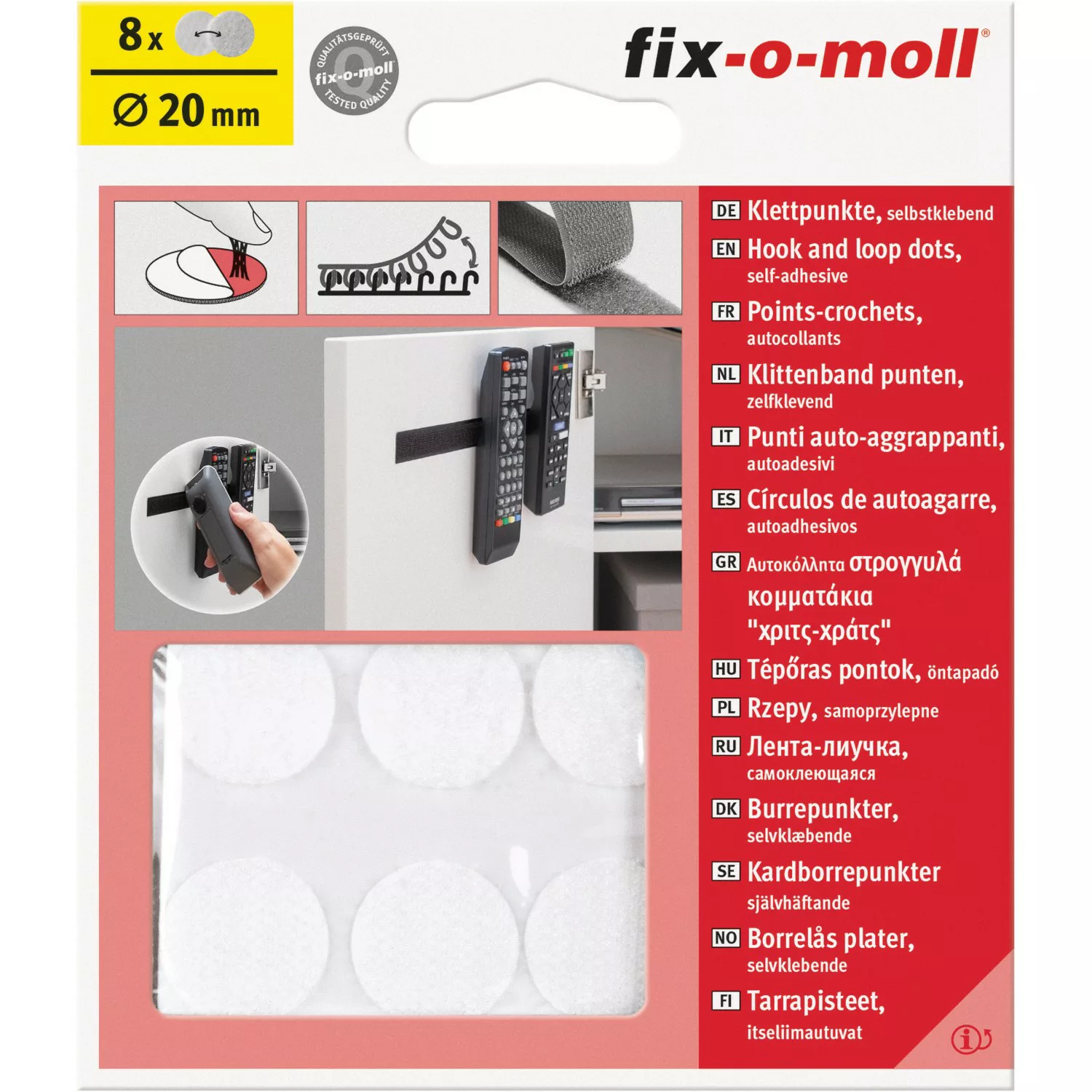 Fix-o-moll Klettpunkte selbstklebend 8 Sets Weiß 20 mm günstig online kaufen