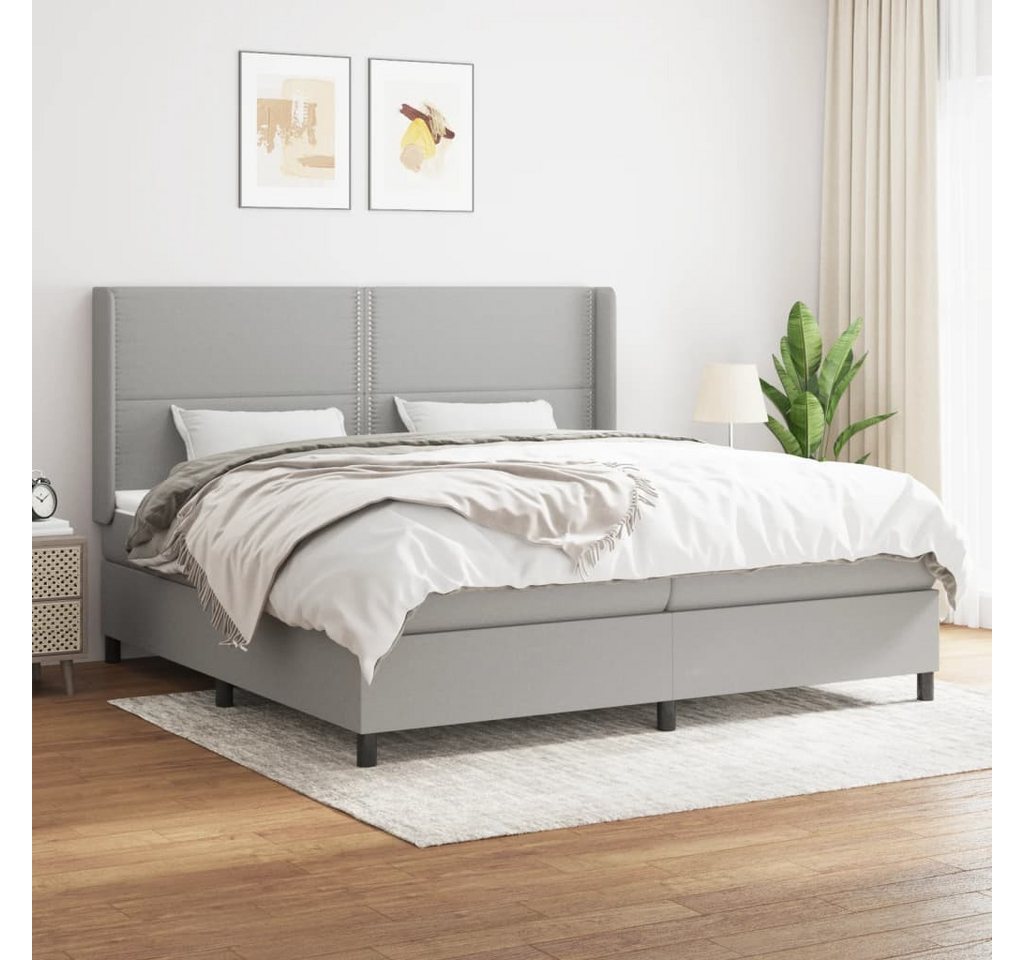 vidaXL Boxspringbett Boxspringbett mit Matratze Hellgrau 200x200 cm Stoff B günstig online kaufen