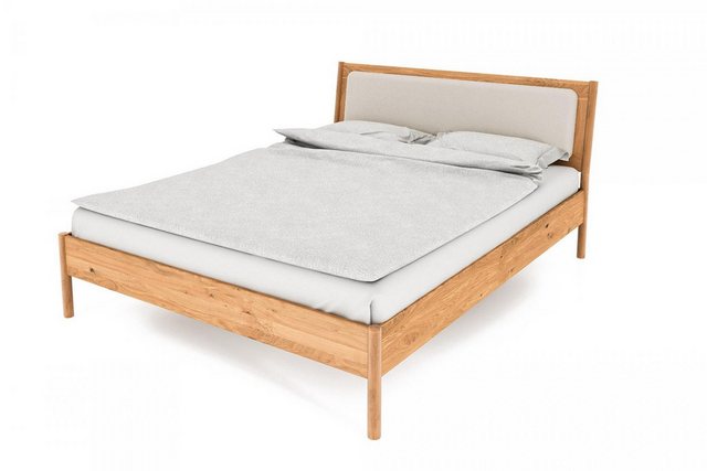 Natur24 Bett Bett Zola 3 Wildeiche massiv 200x210 Polsterkopfteil und Holzb günstig online kaufen