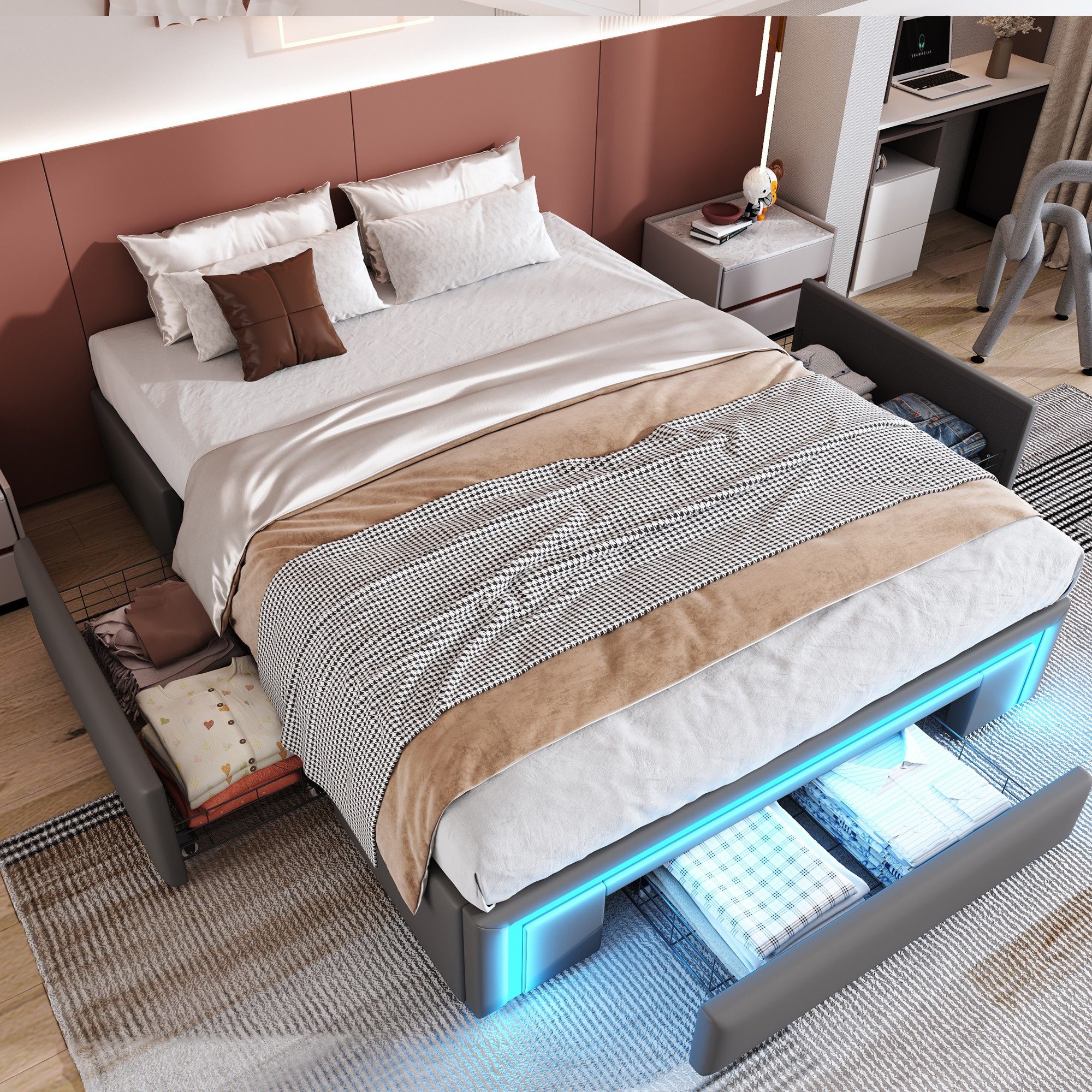 BlingBin Bettgestell Polsterbett Doppelbett Stauraumbett, ohne günstig online kaufen