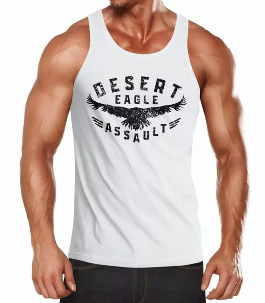 Neverless Tanktop Herren Tank-Top Adler Aufschrift Desert Eagle Assault Mus günstig online kaufen