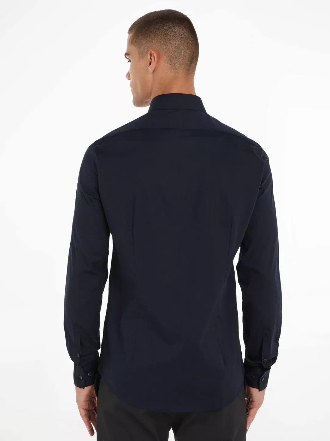 Calvin Klein Businesshemd "POPLIN STRETCH SLIM SHIRT", mit Kentkragen, Logo günstig online kaufen