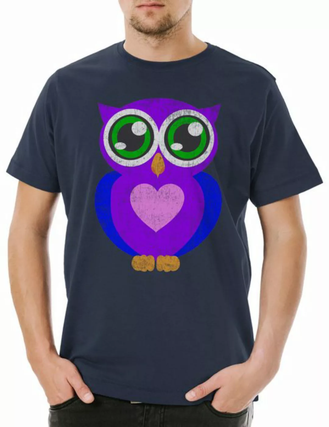 Urban Backwoods Print-Shirt Comic Owl Herren T-Shirt Eule Cartoon Cute Hips günstig online kaufen