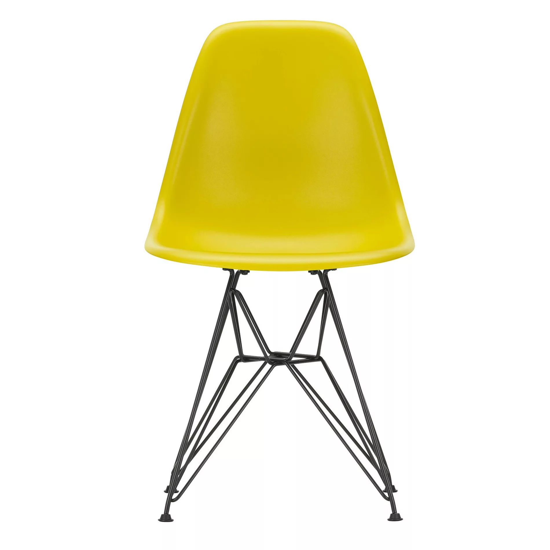 Vitra - Eames Plastic Side Chair DSR Gestell schwarz - senfgelb/Sitz Polypr günstig online kaufen