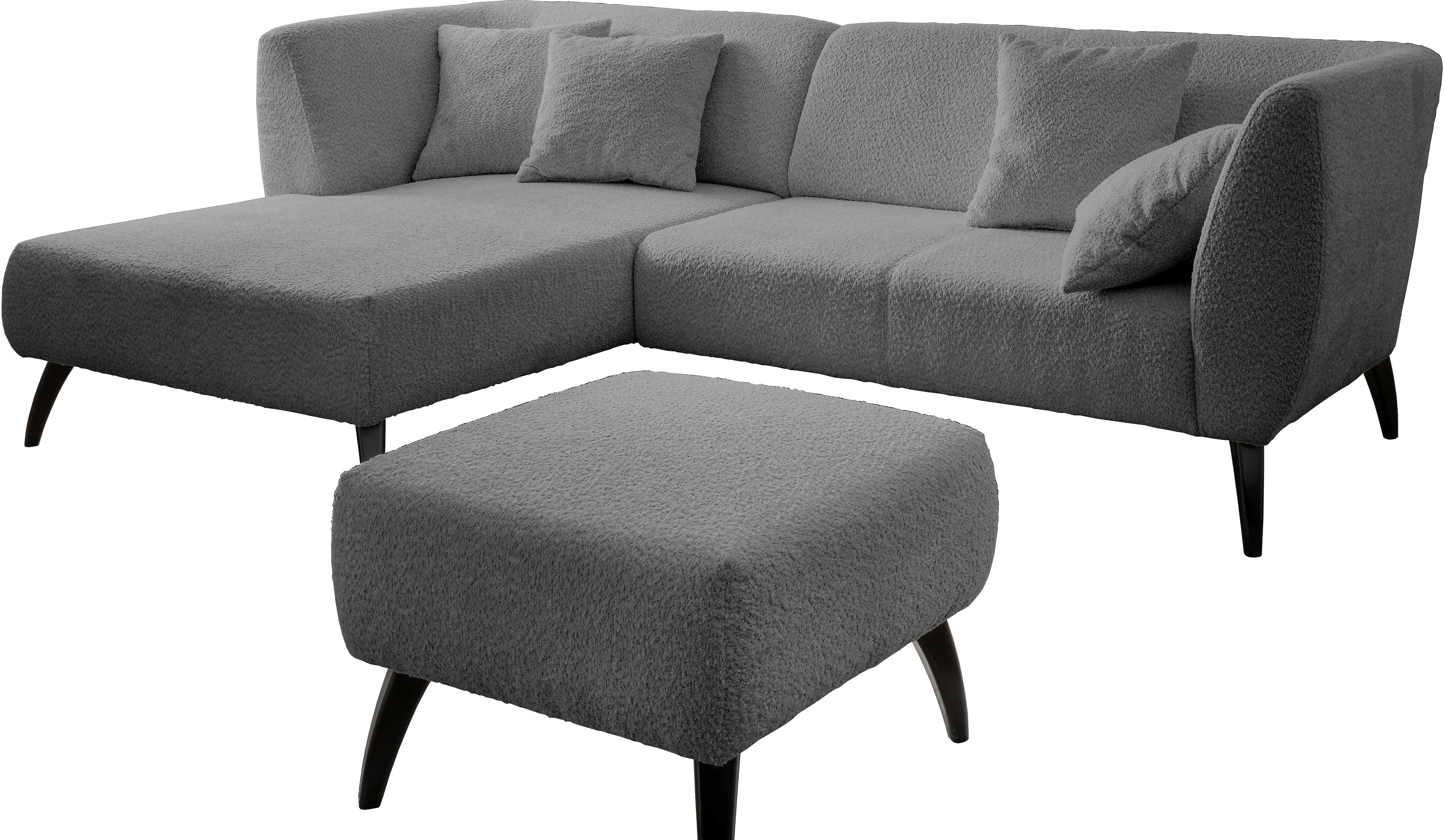 INOSIGN Ecksofa "Colori L-Form", Holzfußfarbe wählbar, inkl. 4x Zierkissen, günstig online kaufen