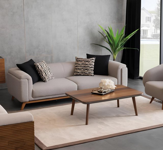 JVmoebel Sofa Wohnzimmer Set Sofa 3 Sitzer Couch Couchtisch Sitzgruppe Text günstig online kaufen