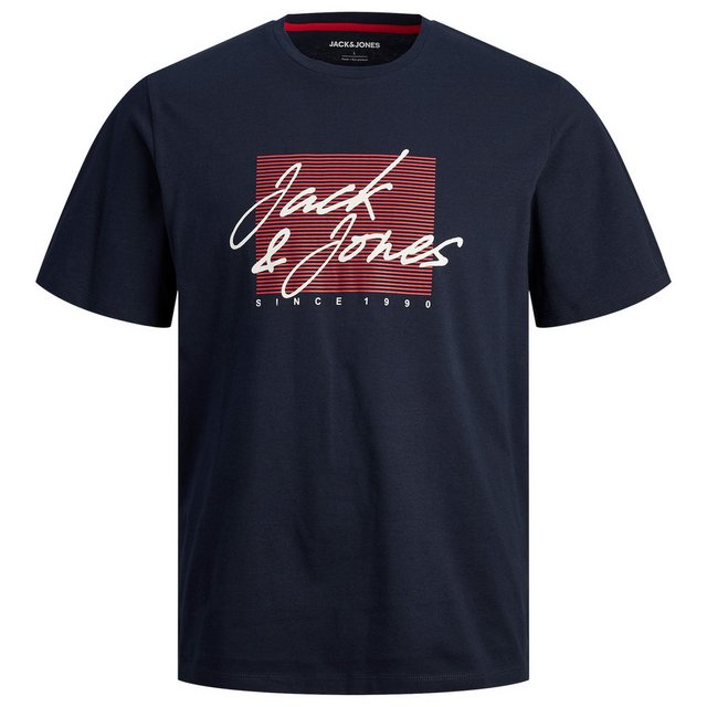 Jack & Jones Rundhalsshirt Große Größen Herren T-Shirt navy Logoprint JJZUR günstig online kaufen