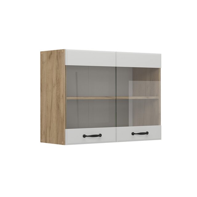 Vicco Glashängeschrank R-Line, Weiß Landhaus/Goldkraft Eiche, 80 cm günstig online kaufen