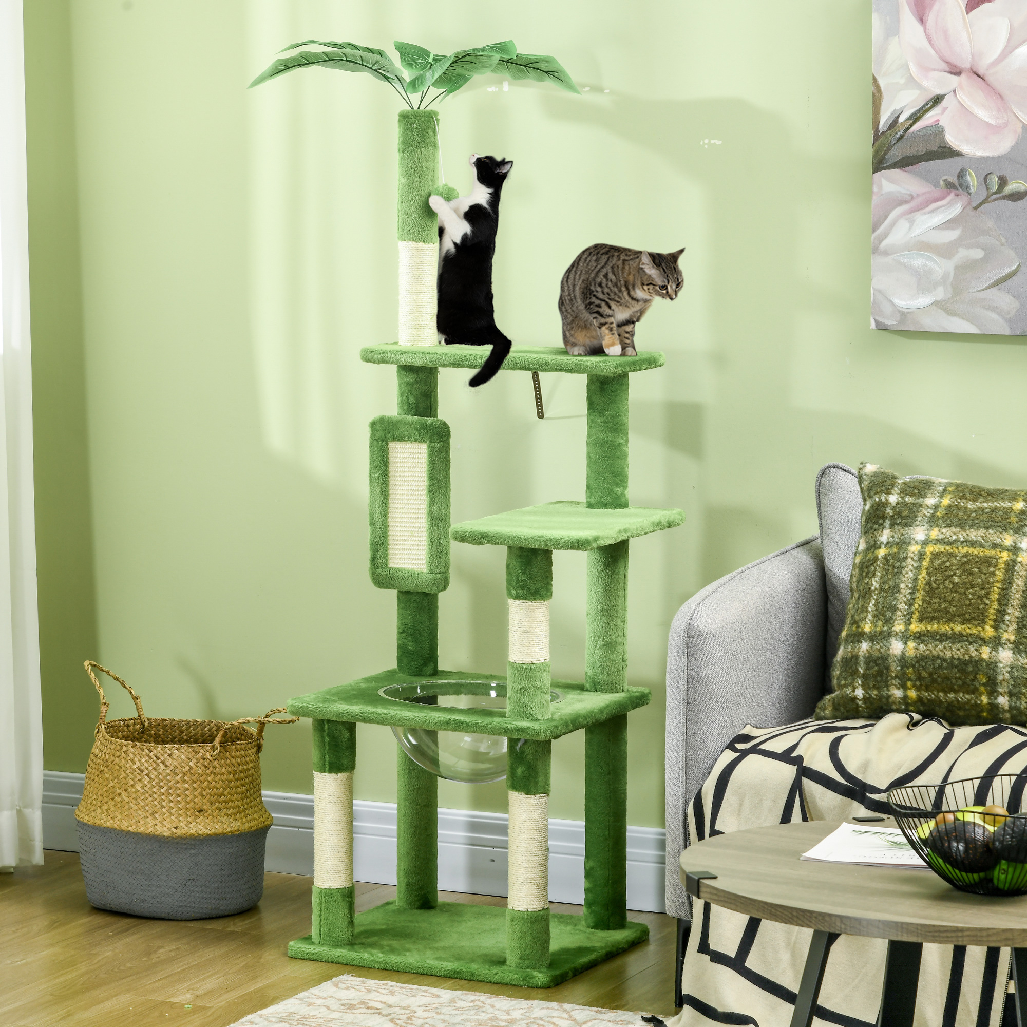 PawHut Katzenbaum mit Mehreren Ebenen, Hängematte, Kratzbaum, Ball und Deko günstig online kaufen