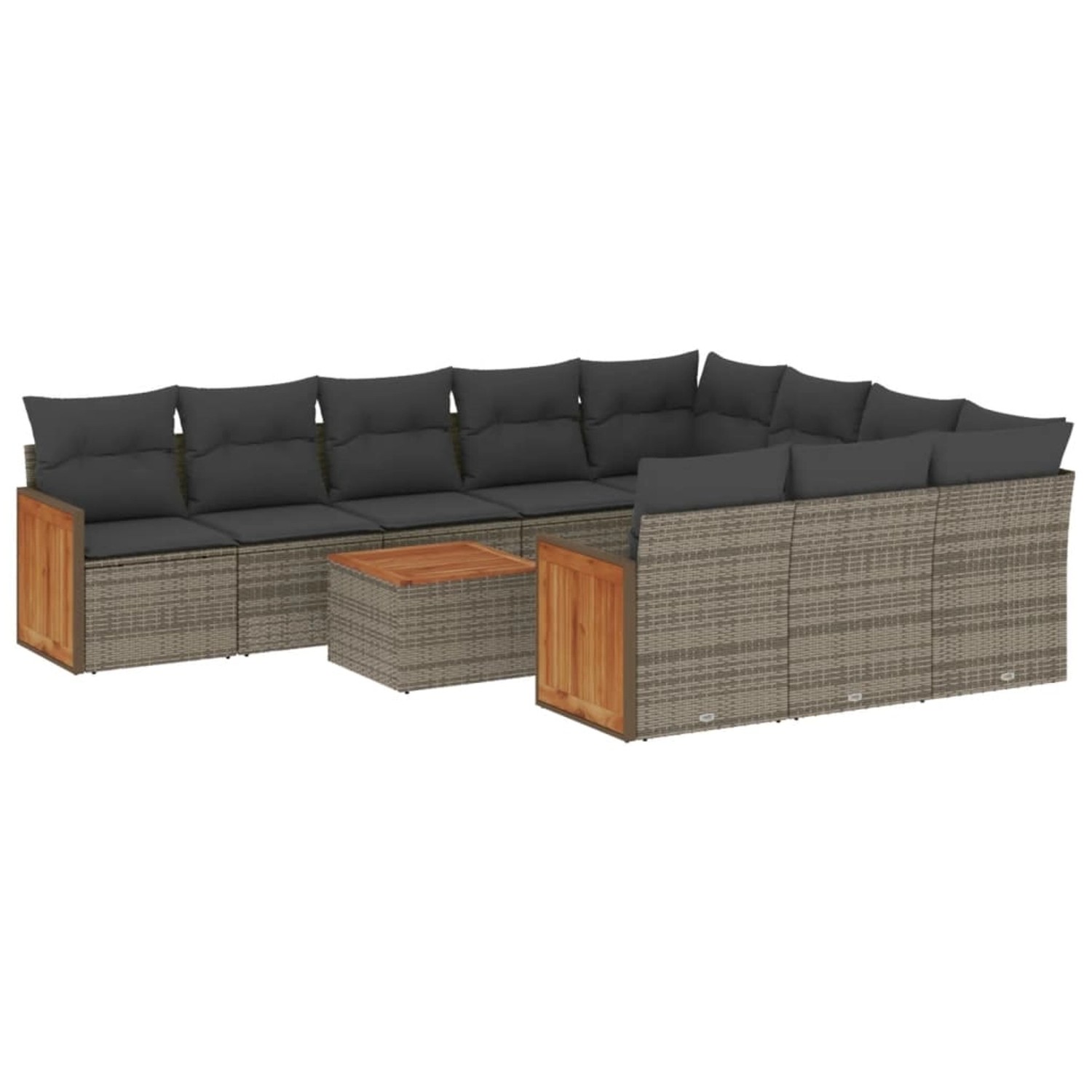 vidaXL 11-tlg Garten-Sofagarnitur mit Kissen Grau Poly Rattan Modell 64 günstig online kaufen