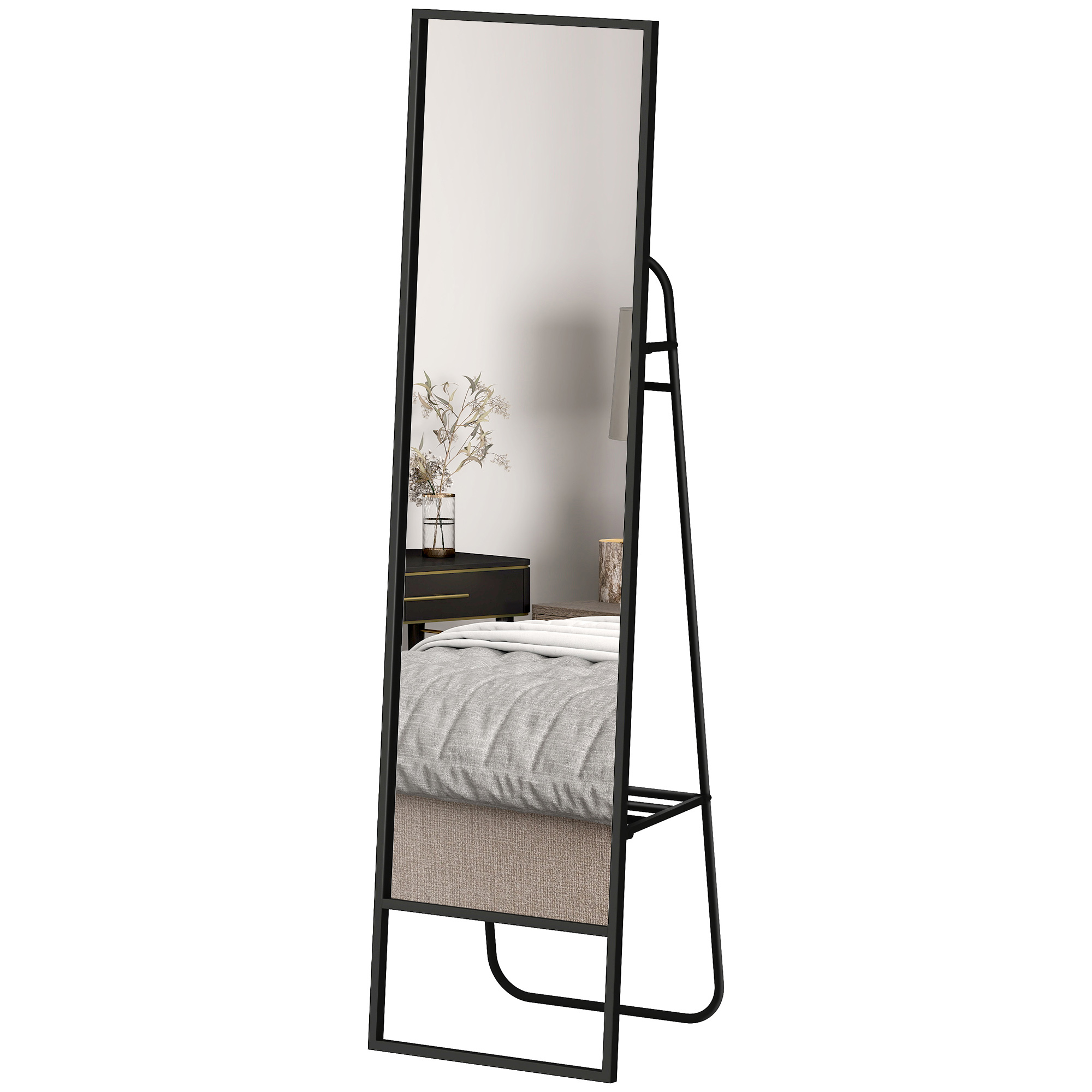 HOMCOM Standspiegel 148,5 x 40 cm, großer rechteckiger Spiegel mit hinterem günstig online kaufen