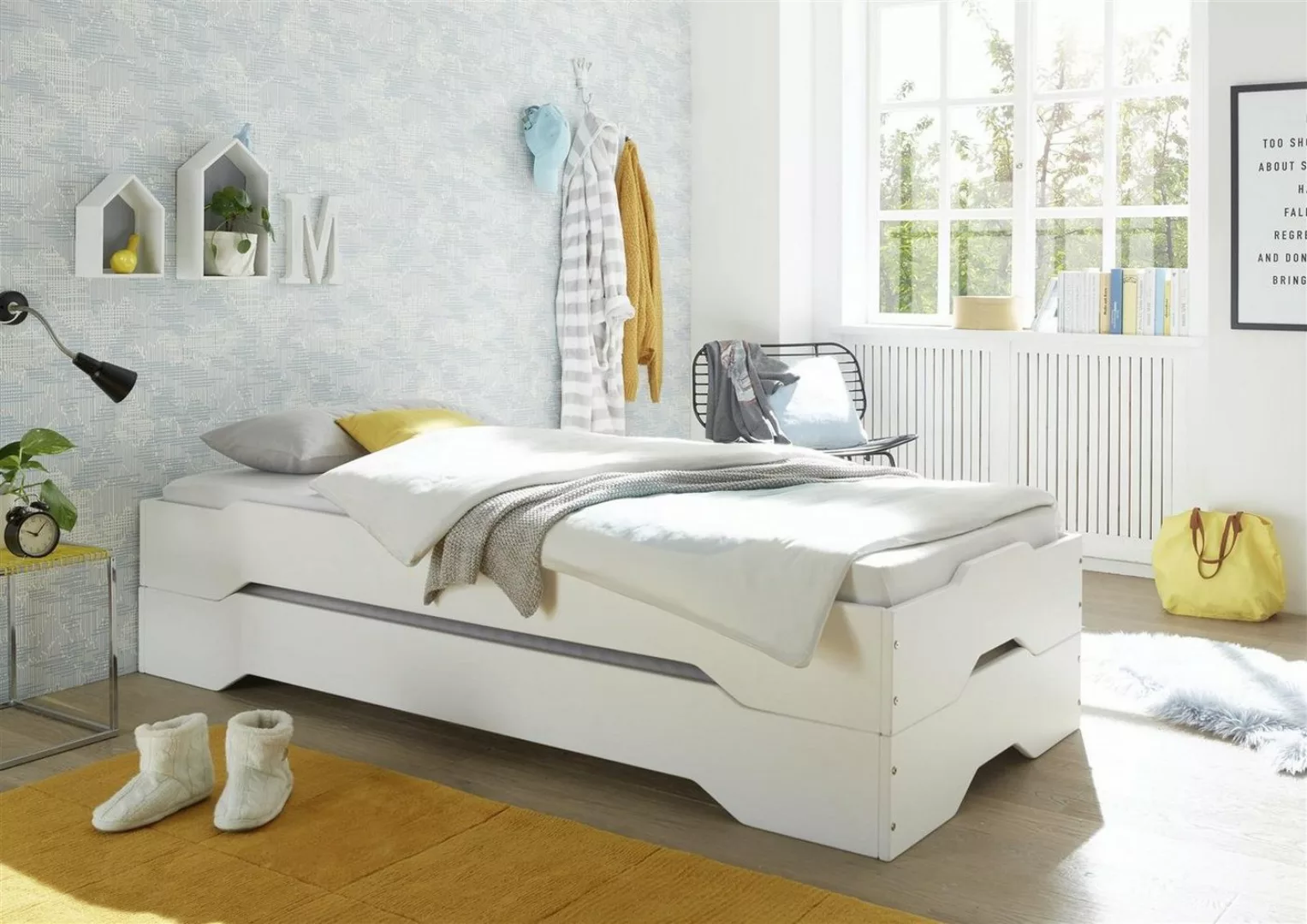 möbelando Bettgestell Doppel, Stilvolles Doppelbett mit zwei Liegeflächen 9 günstig online kaufen