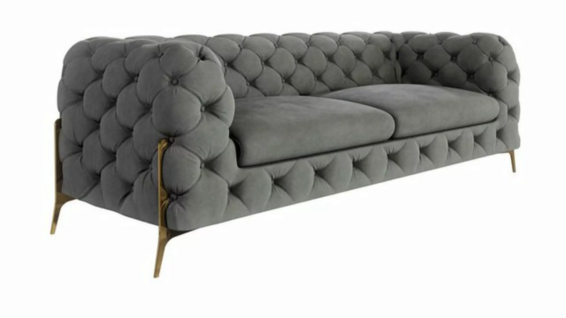 S-Style Möbel 3-Sitzer Ashley Chesterfield Sofa mit Goldene Metall Füßen, m günstig online kaufen