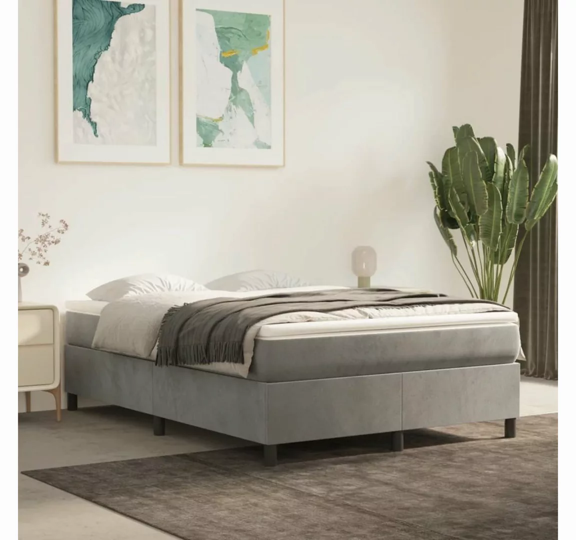 furnicato Bett Boxspringbett mit Matratze Hellgrau 140x200 cm Samt günstig online kaufen