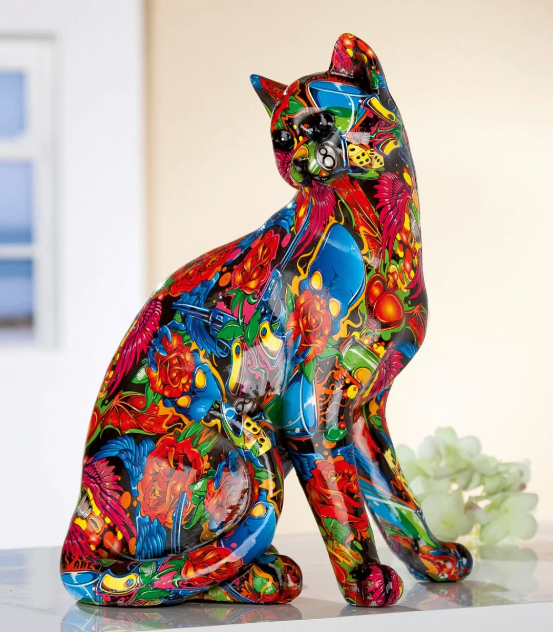 GILDE Dekofigur "Figur Pop Art Katze", Dekoobjekt, Tierfigur, Höhe 29 cm, W günstig online kaufen