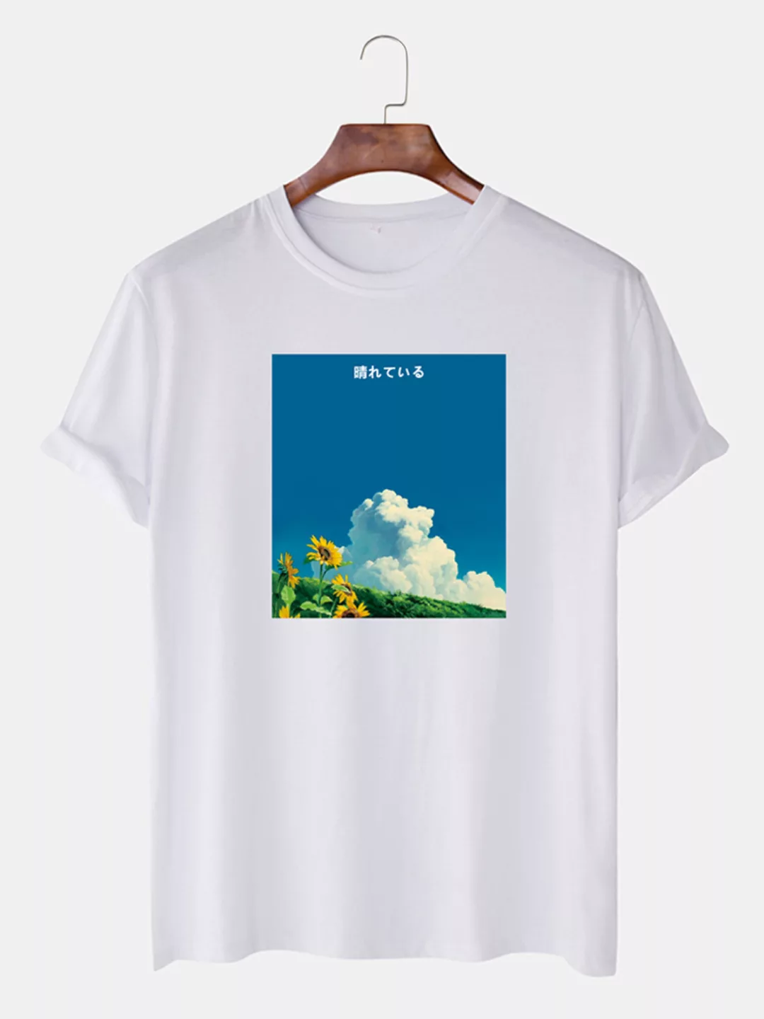 Mens Scenery Graphic Print Baumwolle Rundhalsausschnitt Lässige Kurzarm-T-S günstig online kaufen